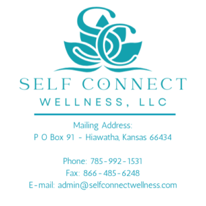 logo with contact info in teal